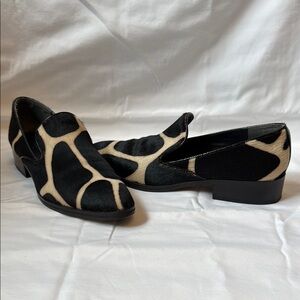 Donald J Pliner Chocolate and Tan Pony Hair Loafers